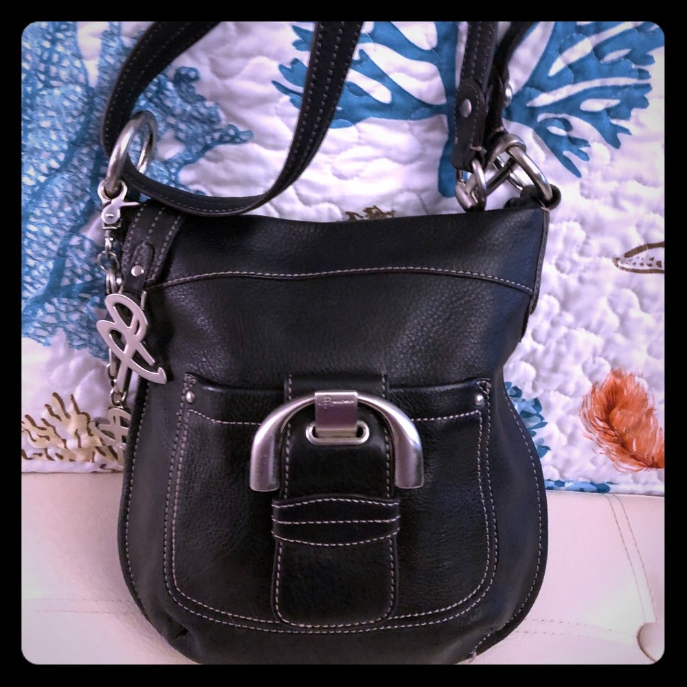 B makowsky black leather convertible crossbody